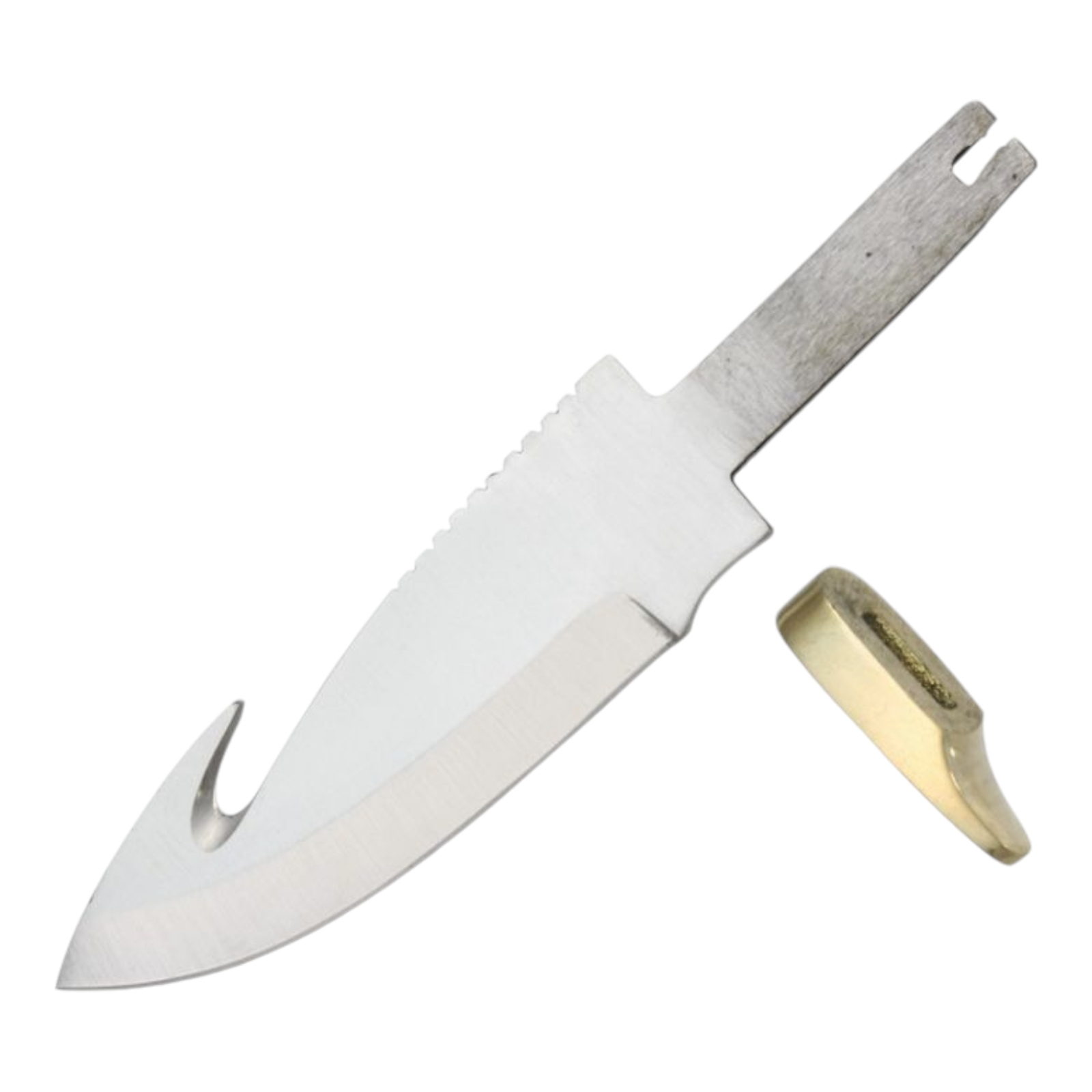 Knifemaking 4" Knife Blade Guthook Stainless Steel with Brass Guard