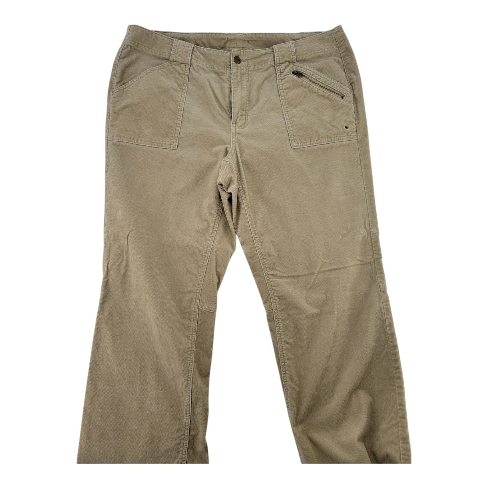 Venezia Womens Beige Corduroy Pants Zip Pocket Cotton Spandex Blend Size 20