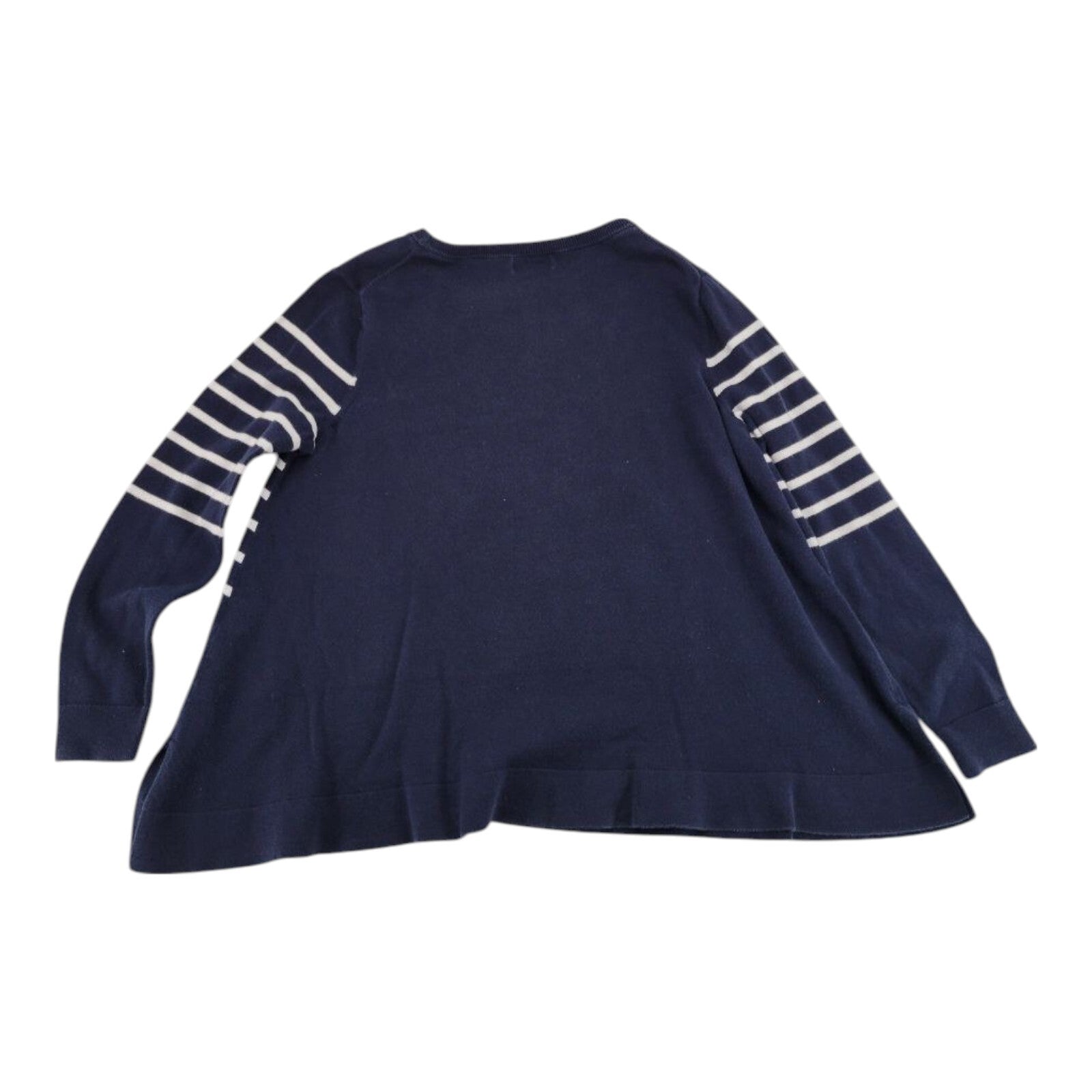 Crown & Ivy Petite Womens Navy Blue Lobster Intarsia Striped Pullover Sweater PM