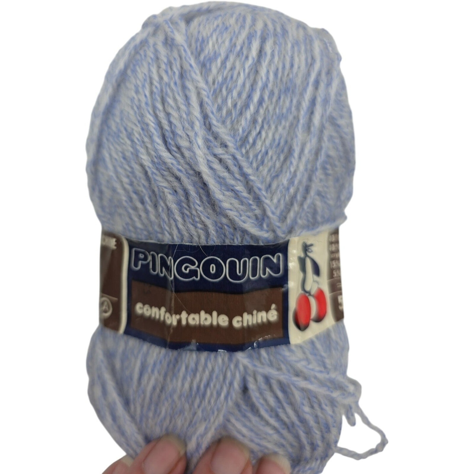 Vintage Pingouin Confortable Wool Acrylic Light Blue/White Chiné Blend Lot of 3