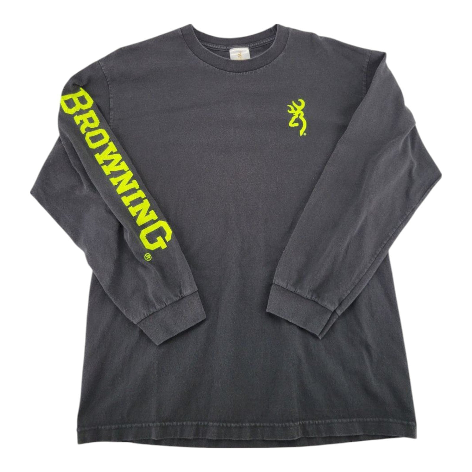 Browning Men's Black Long Sleeve T-Shirt L Neon Logo Cotton