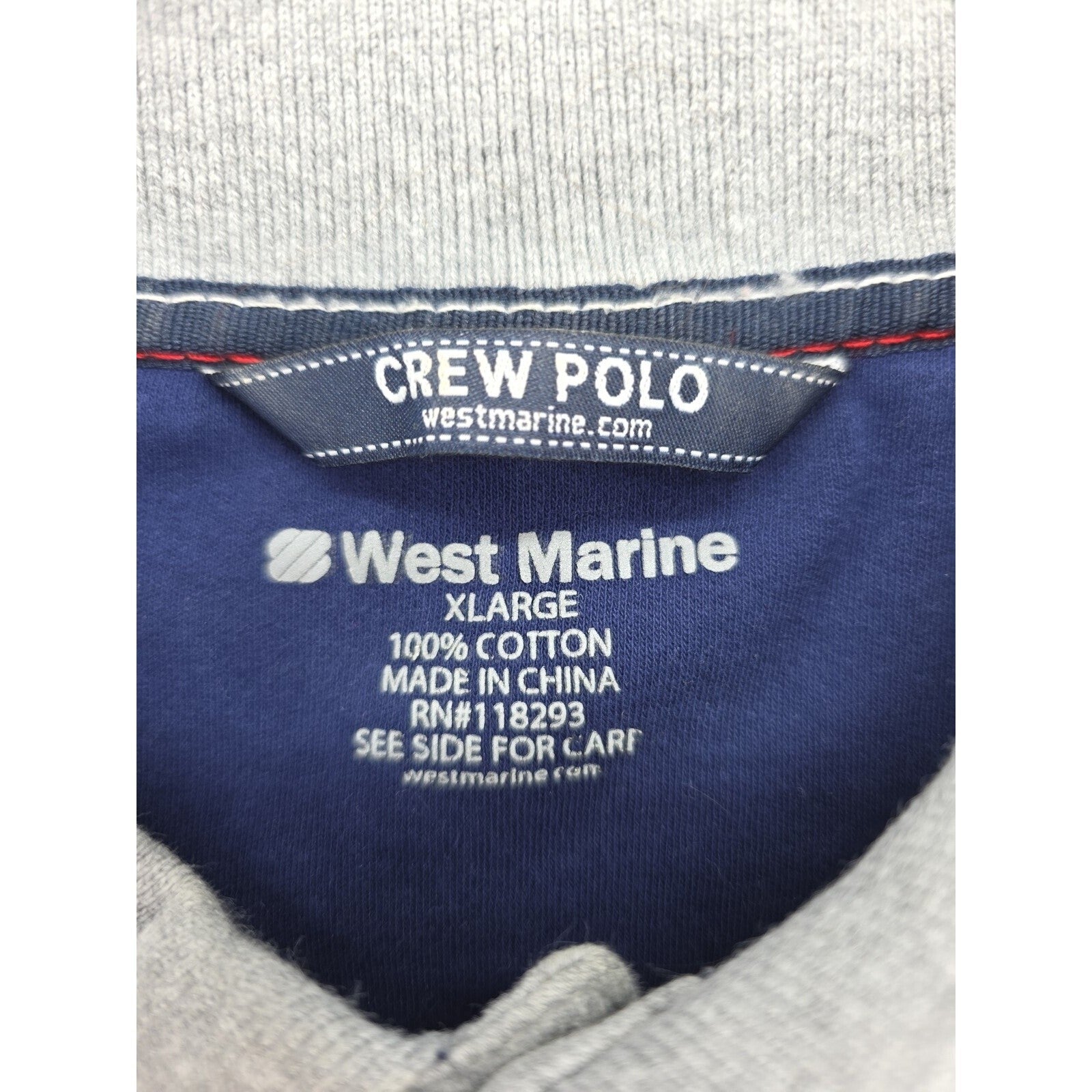 West Marine Crew Polo Gray Yellow Striped Collared Golf Polo Shirt Size XL