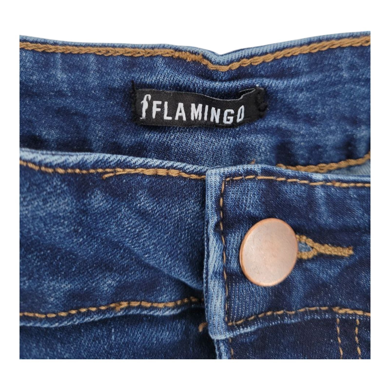 Flamingo Womens Stretch Denim Straight Leg Jeans Blue Size L