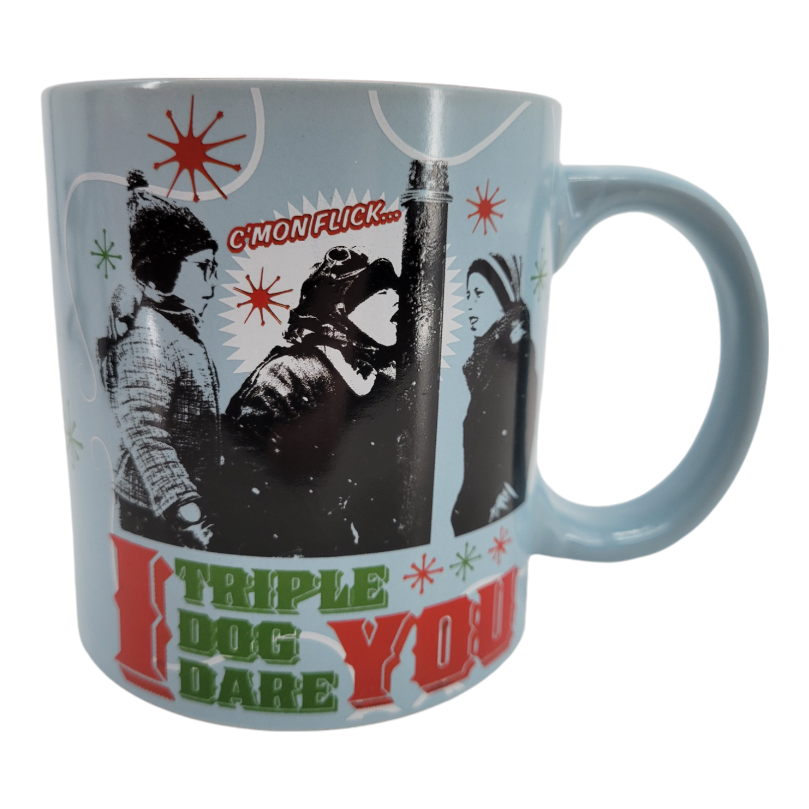 A Christmas Story Triple Dog Dare You Ceramic Mug 20 oz Blue Red Interior