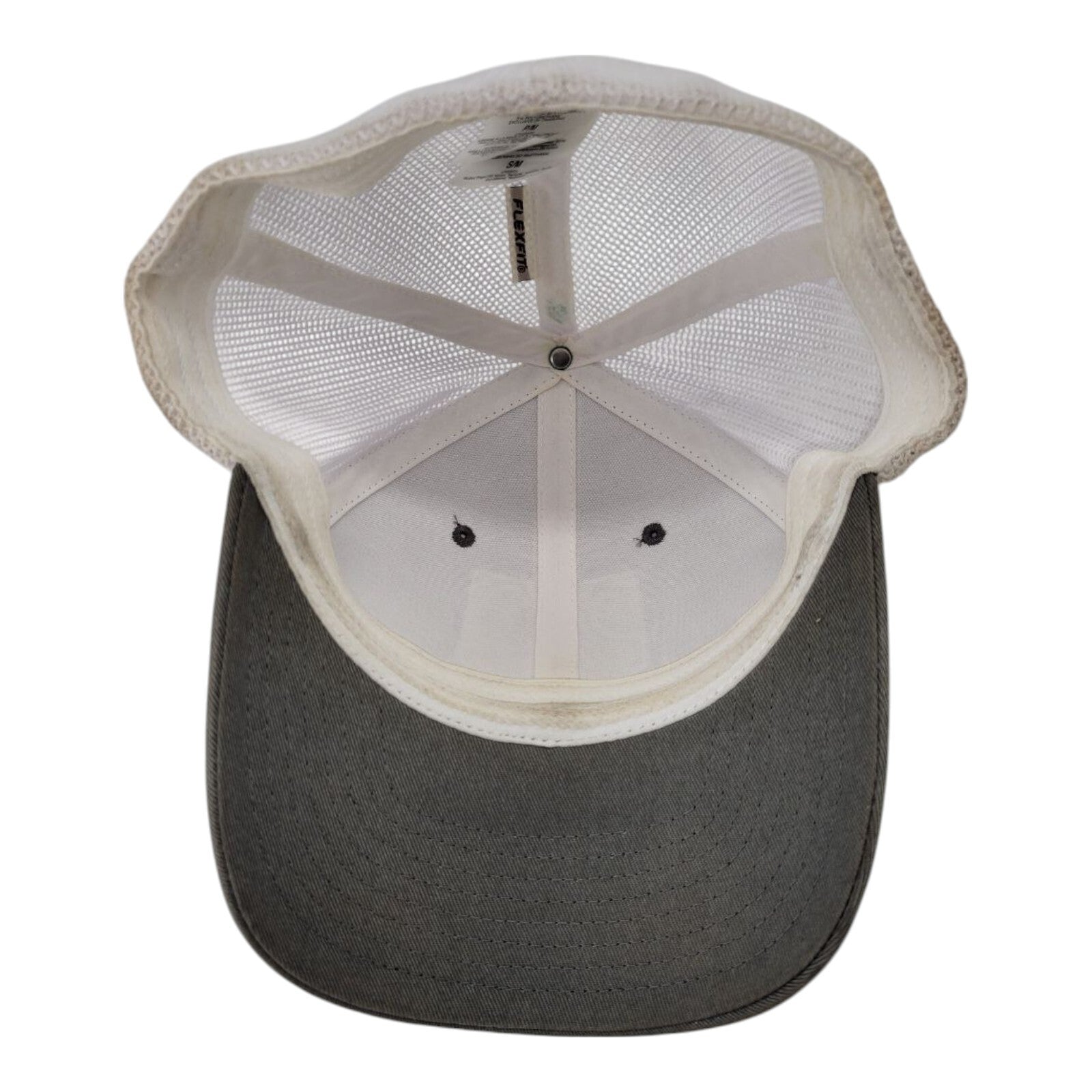 Columbia Yellowstone Flexfit Hat Gray White Mesh Trucker Cap Old Faithful S/M