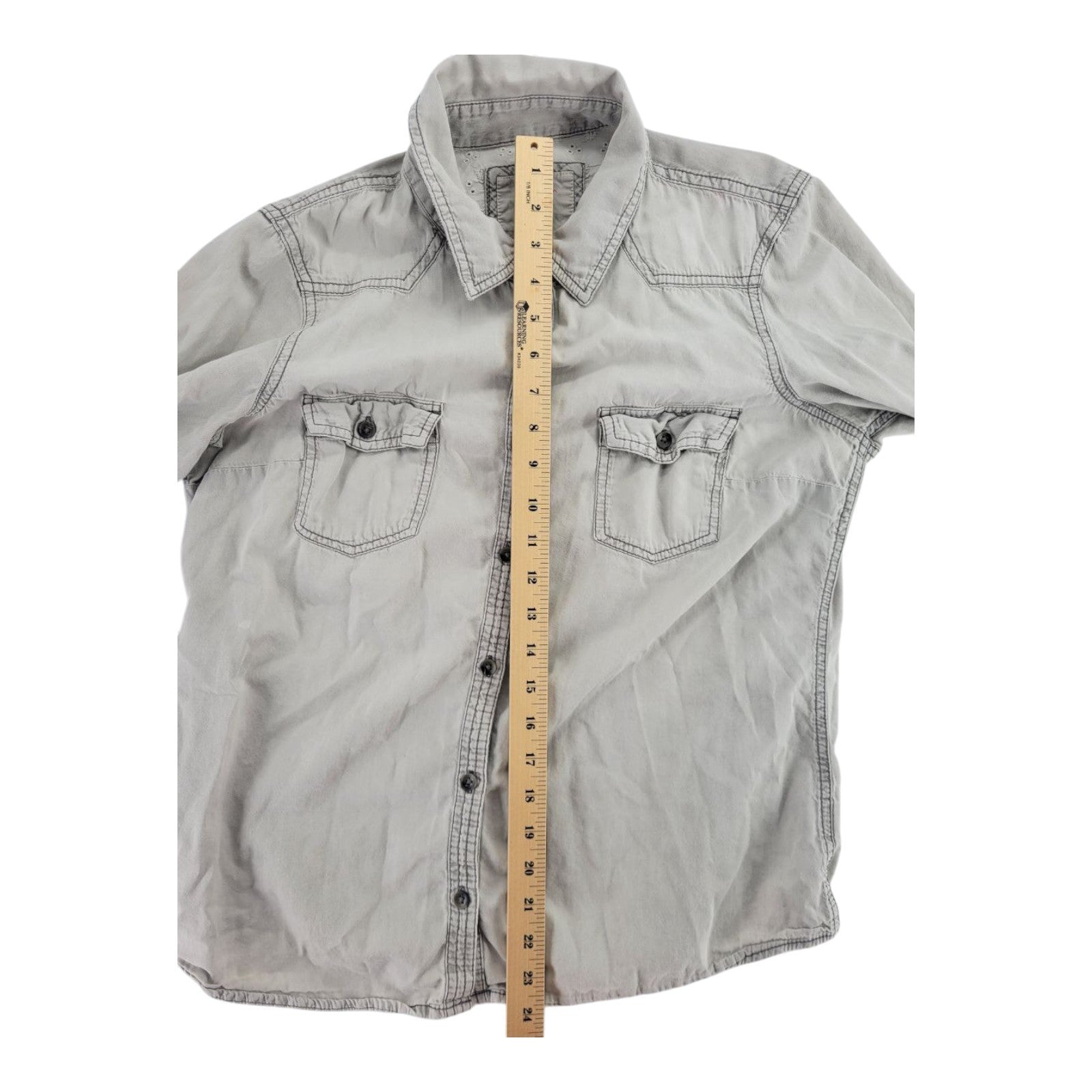Sonoma Lifestyle Women's Gray Button-Up Shirt Long Sleeve Cotton Size L