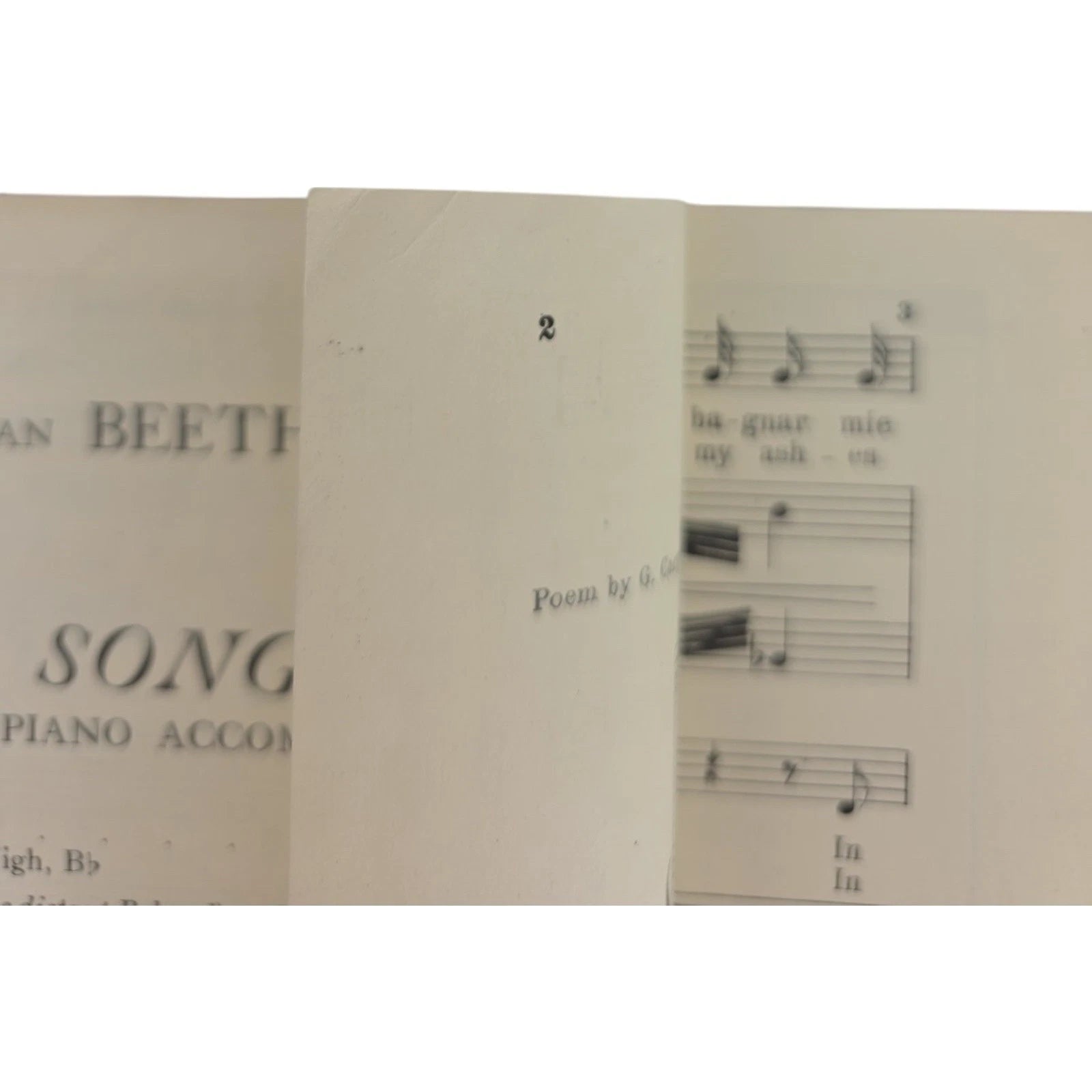 L. van Beethoven Songs with Piano Accompaniment Vintage Classic Sheet Music
