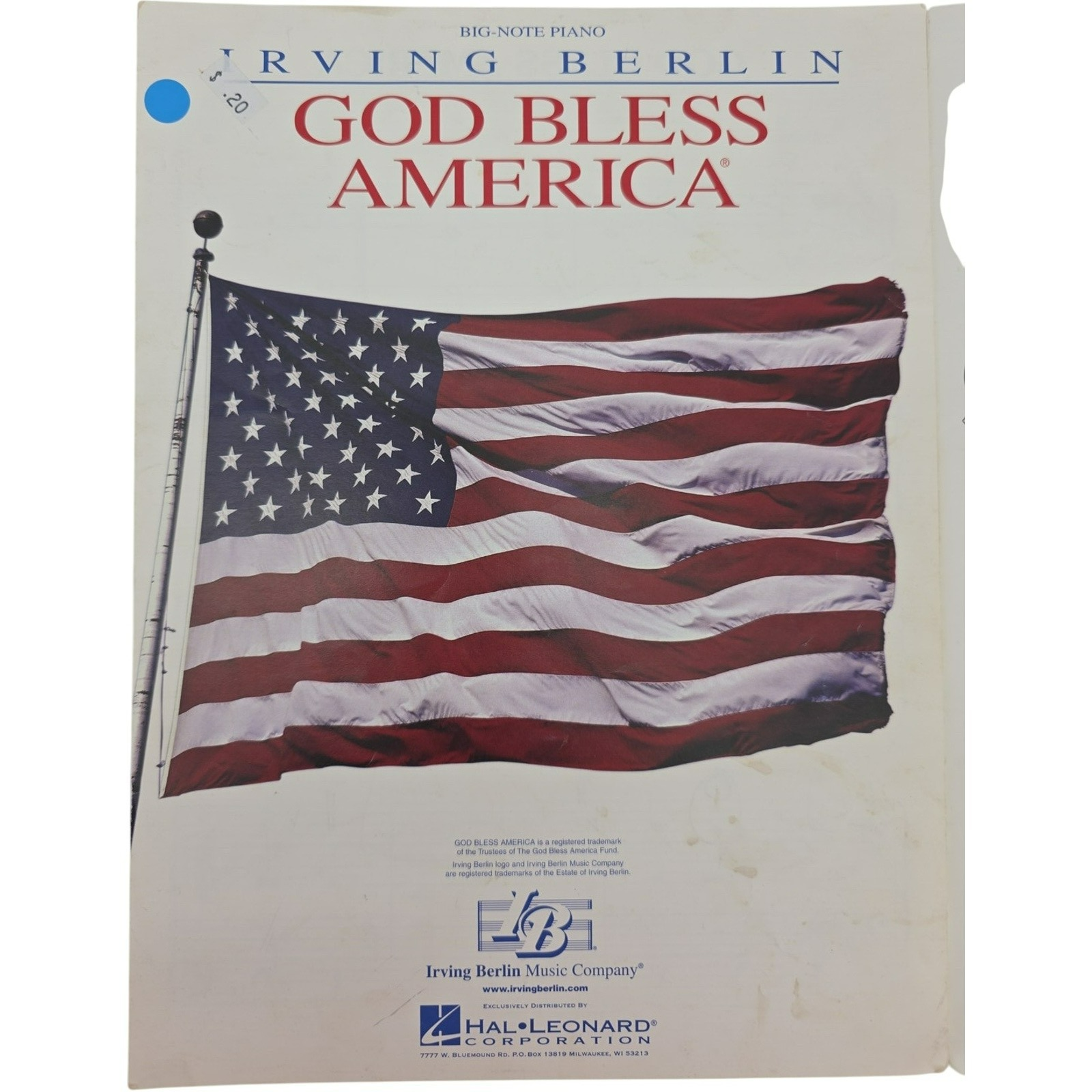 Vintage Sheet Music 1938 Irving Berlin Big Note Piano God Bless America