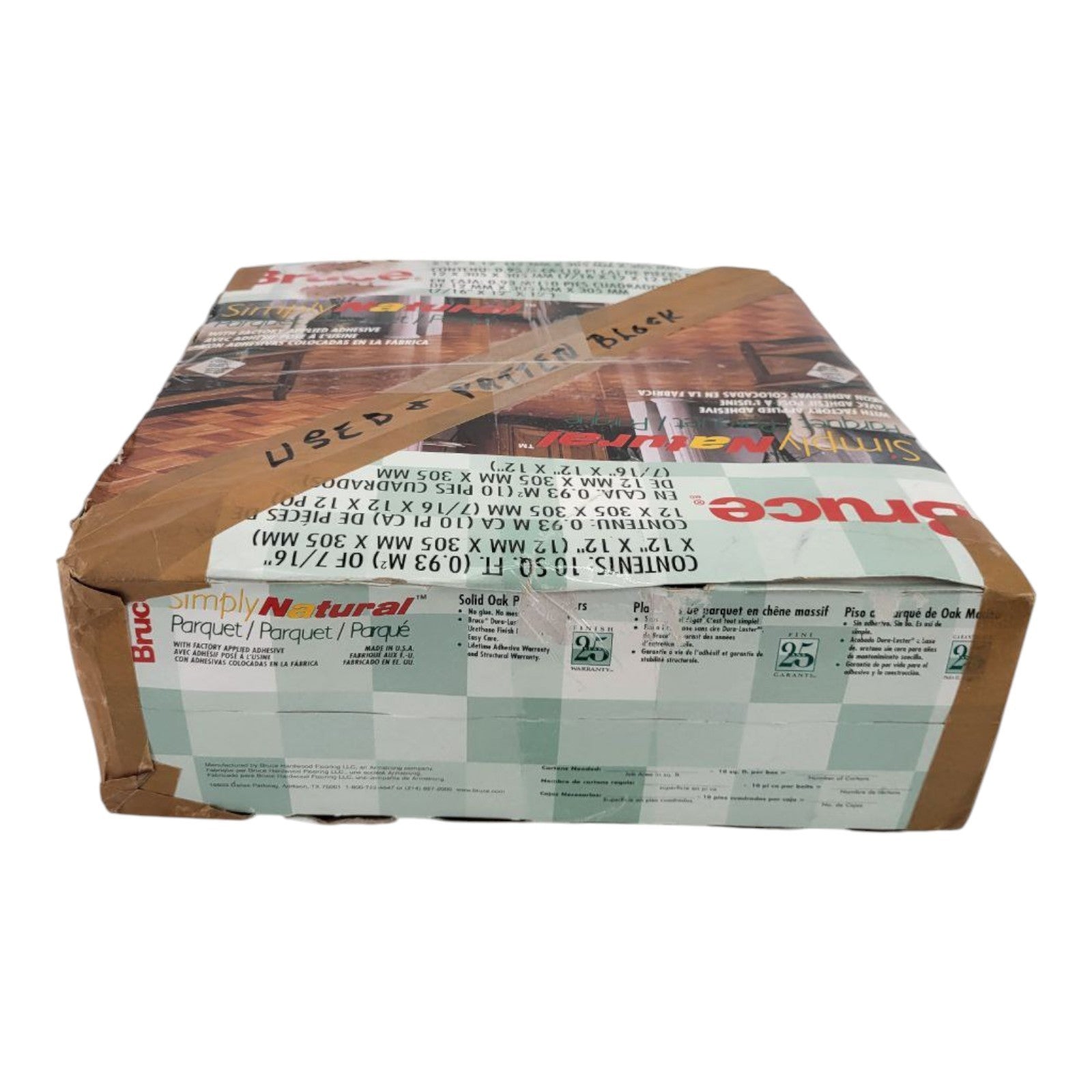 Bruce Simply Natural Chestnut Parquet Flooring 10sq ft Peel & Stick 7/16 12x12