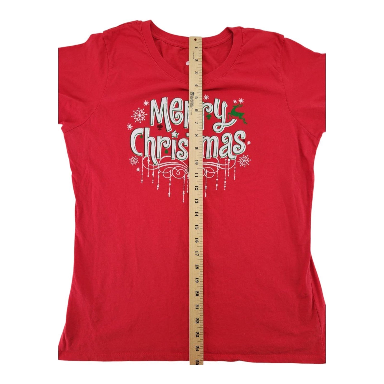 Holiday Time Women's Red Merry Christmas Cotton T-Shirt Tee Size XL (16–18)