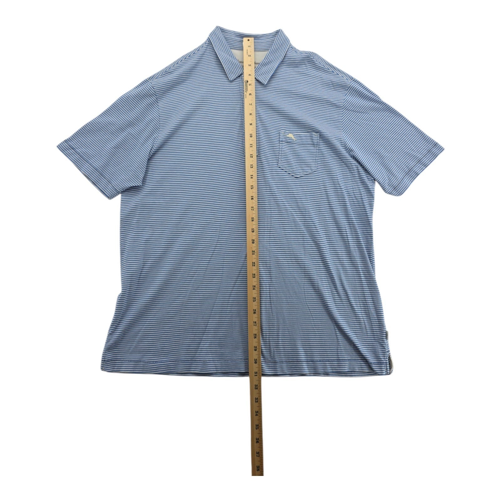Tommy Bahama Polo Shirt Blue White Striped Cotton Relax Fit Men’s Size L