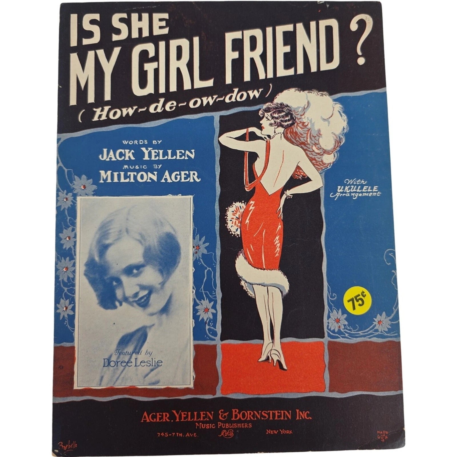 Is She My Girl Friend How-de-ow-dow featured by Doree Leslie Vintage Sheet Music