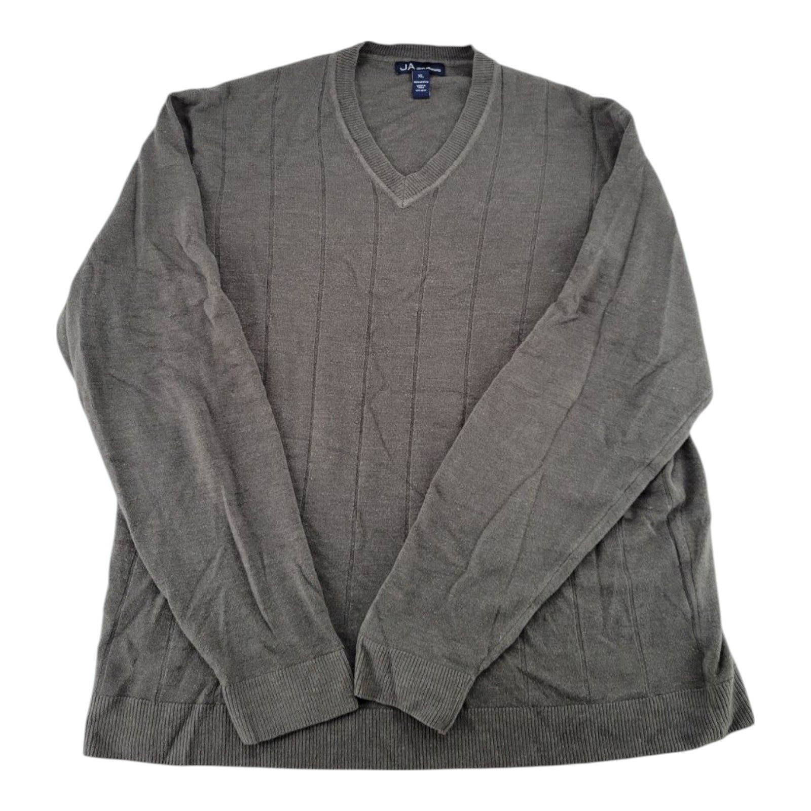 John Ashford Men's Gray V-Neck Sweater XL Acrylic Pullover