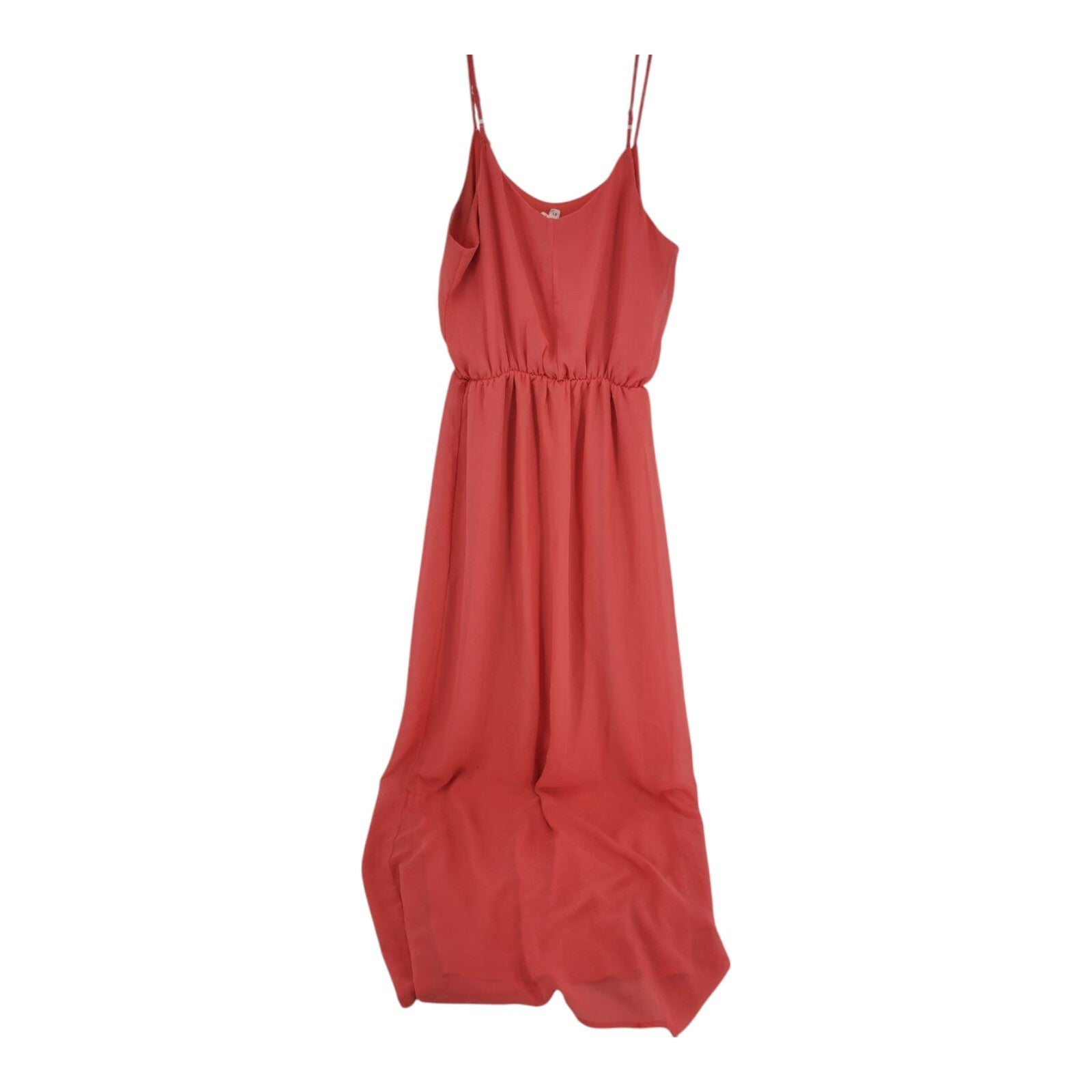 Bhoney Coral Maxi Dress Sleeveless Spaghetti Strap Elastic Waist Size Small ST