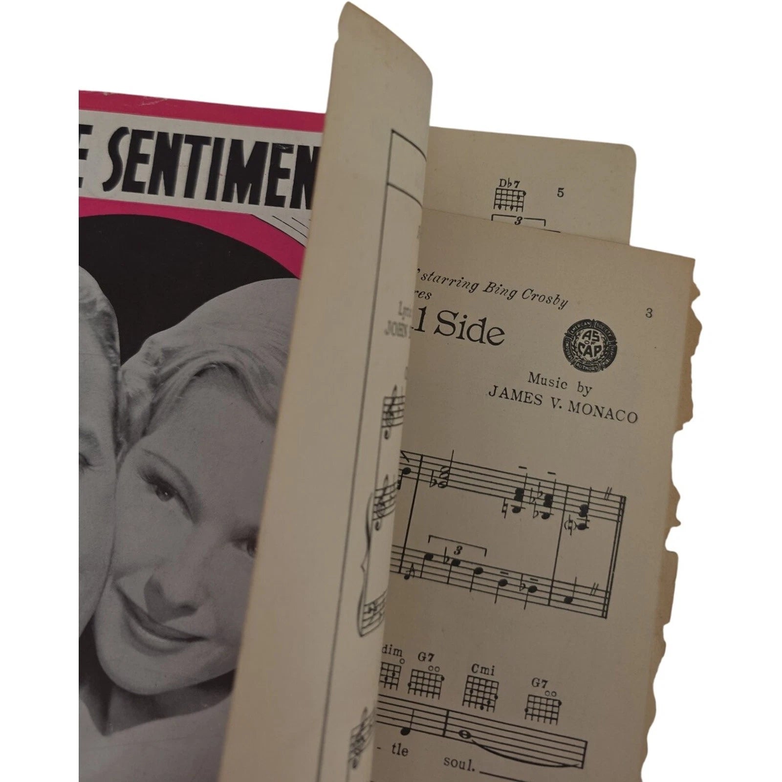 1938 On the Sentimental Side Sheet Music Bing Crosby Doctor Rhythm Film Song