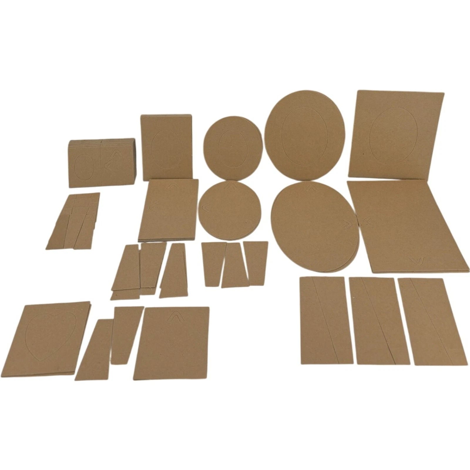 Assorted Cardboard Oval and Heart Mat Boards with Back Boards and Easel Stands