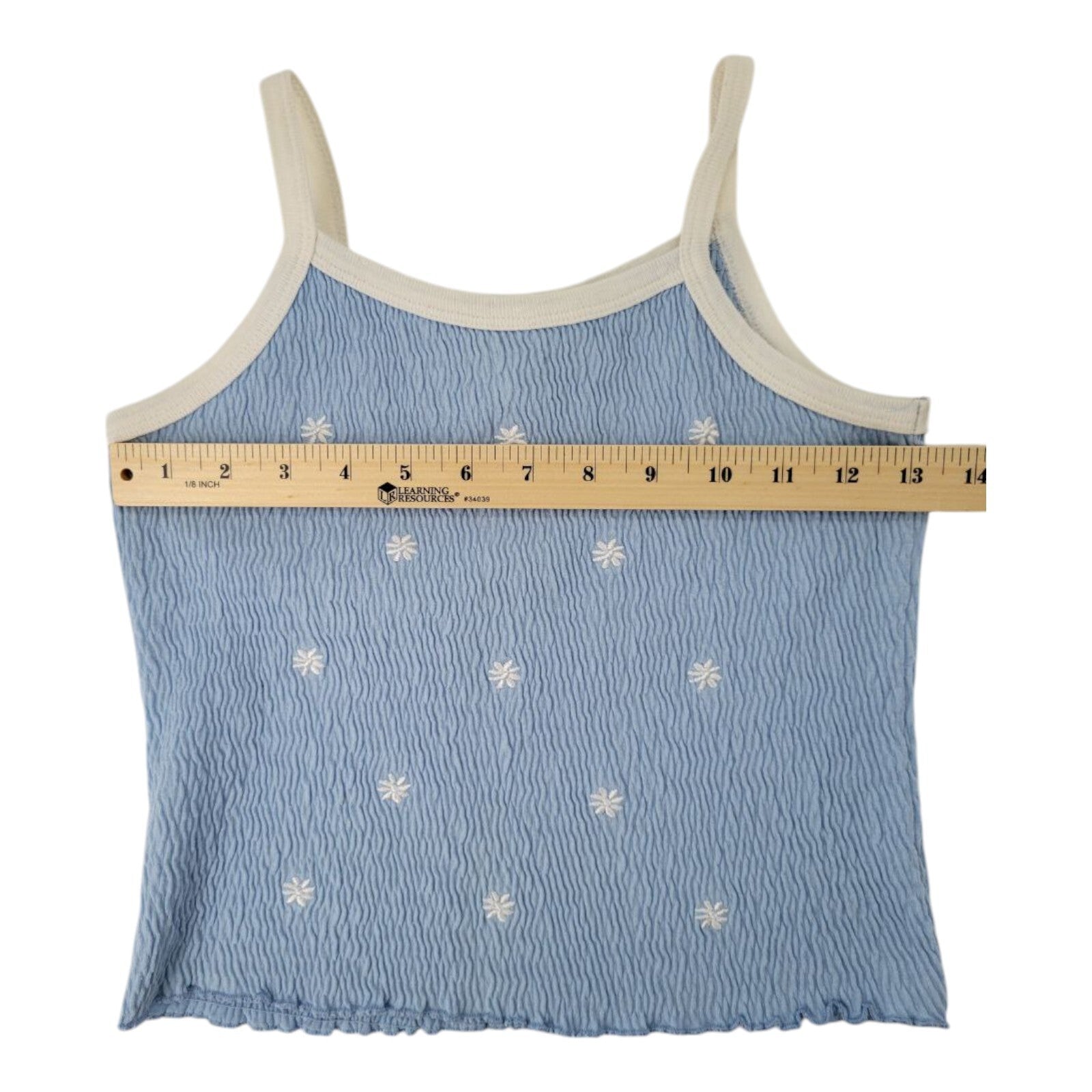 Los Angeles Express Blue White Floral Crop Cami Top Size Large 12–14