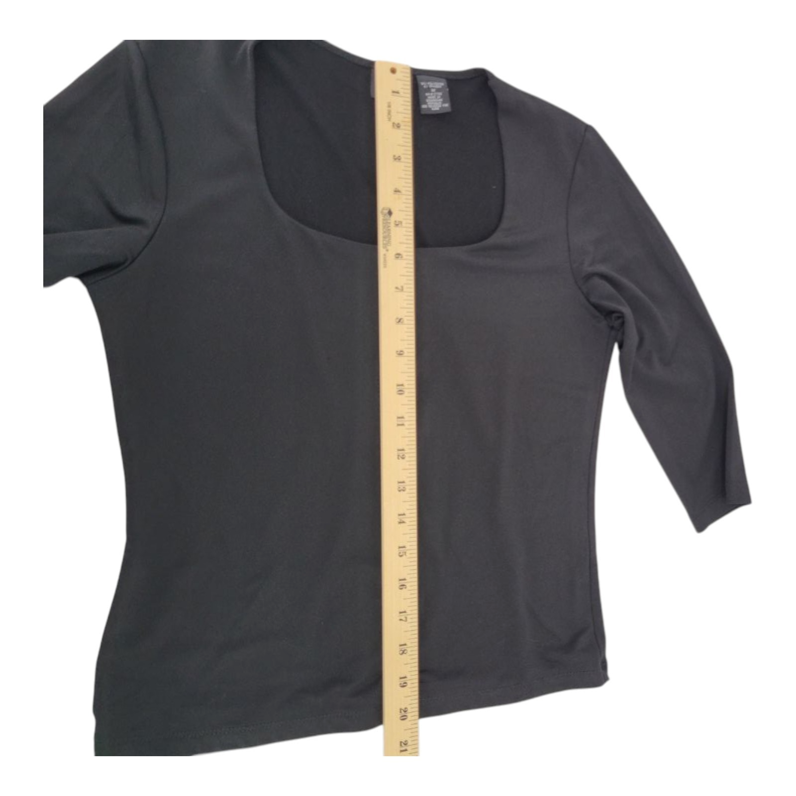 Xhilaration Women's Black Stretch Square Neck Top 3/4 Sleeve Size M