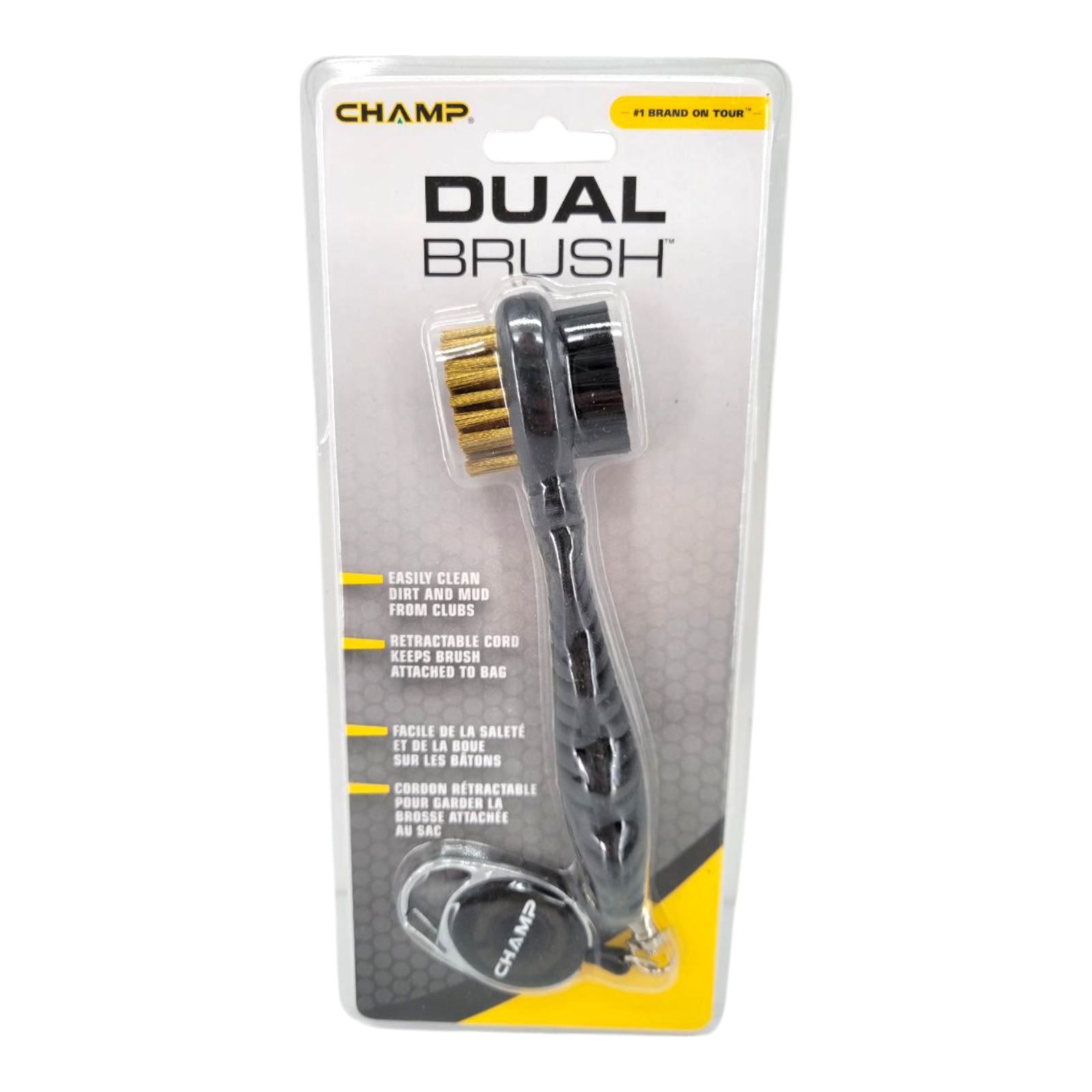 Champ Dual Bristle Golf Club Brush with Retractable Cord