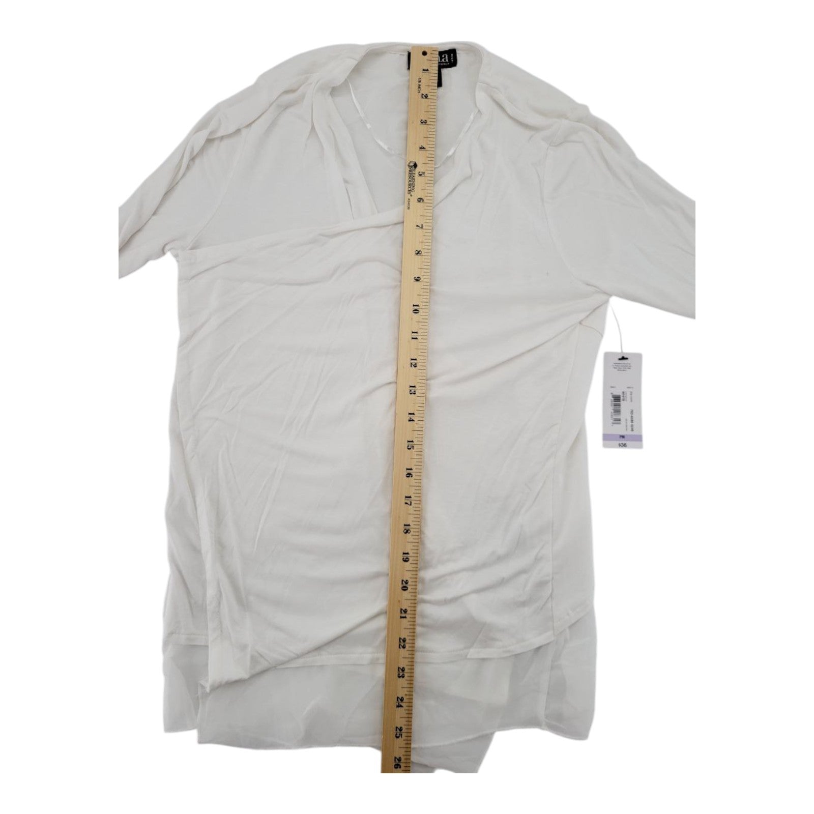 Ana A New Approach Petite White Long Sleeve Layered Hem Top Size PM