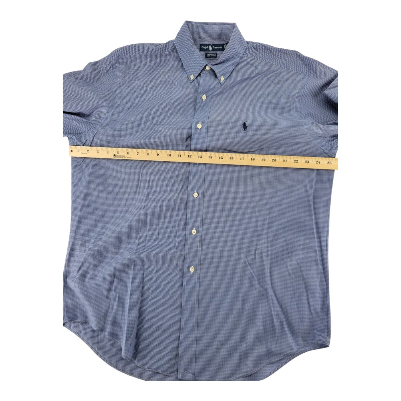 Ralph Lauren Yarmouth 100% Cotton Blue Check Button Down Mens Shirt 16 34/35