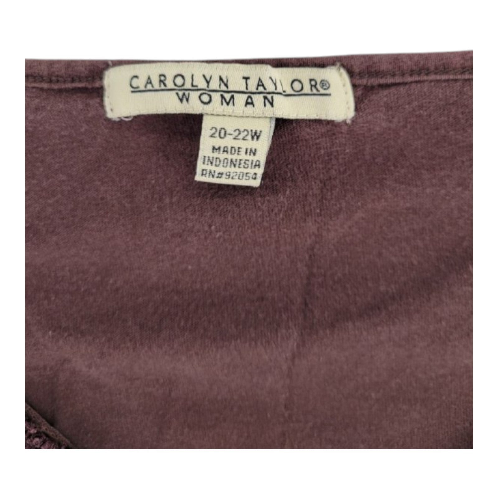 Carolyn Taylor Brown Embroidered Yoke Top Women's Plus Size 20-22W