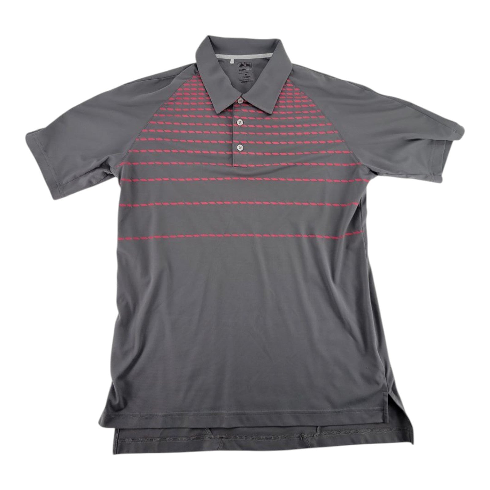 Adidas Golf ClimaCool Gray Pink Striped Short Sleeve Polo Shirt Mens Size M