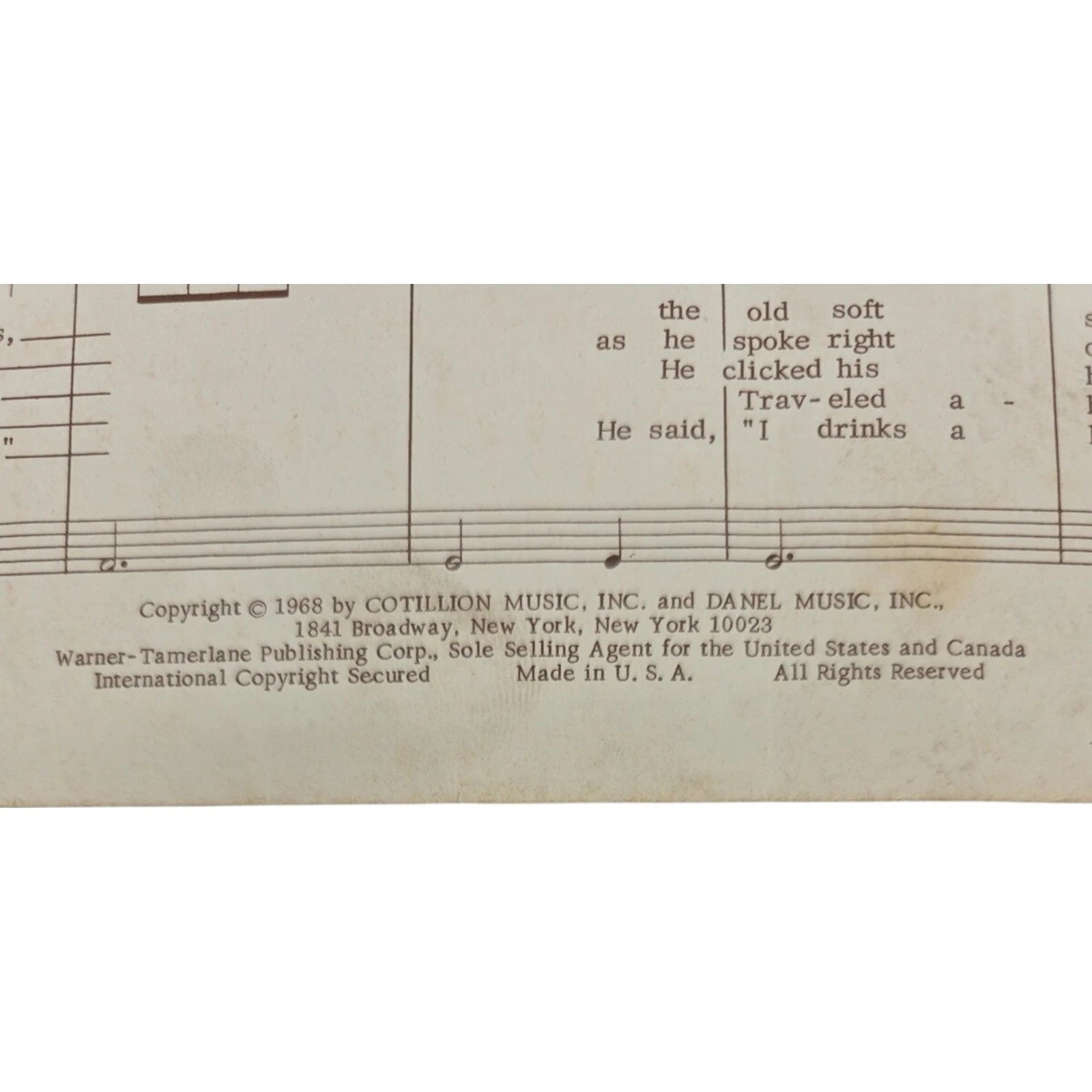 Vintage 1968 Sheet Music Mr. Bojangles by Jerry Jeff Walker
