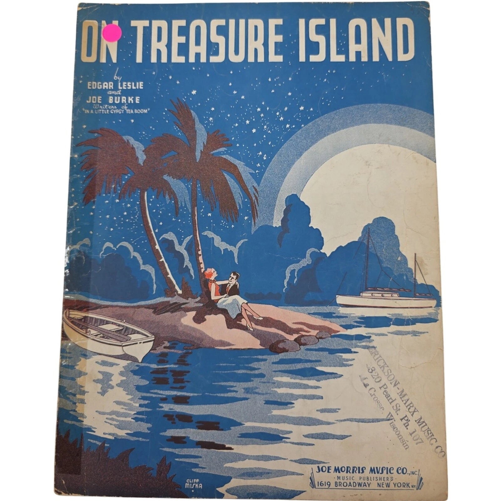 1935 On Treasure Island Sheet Music by Edgar Leslie & Joe Burke Joe Morris Music