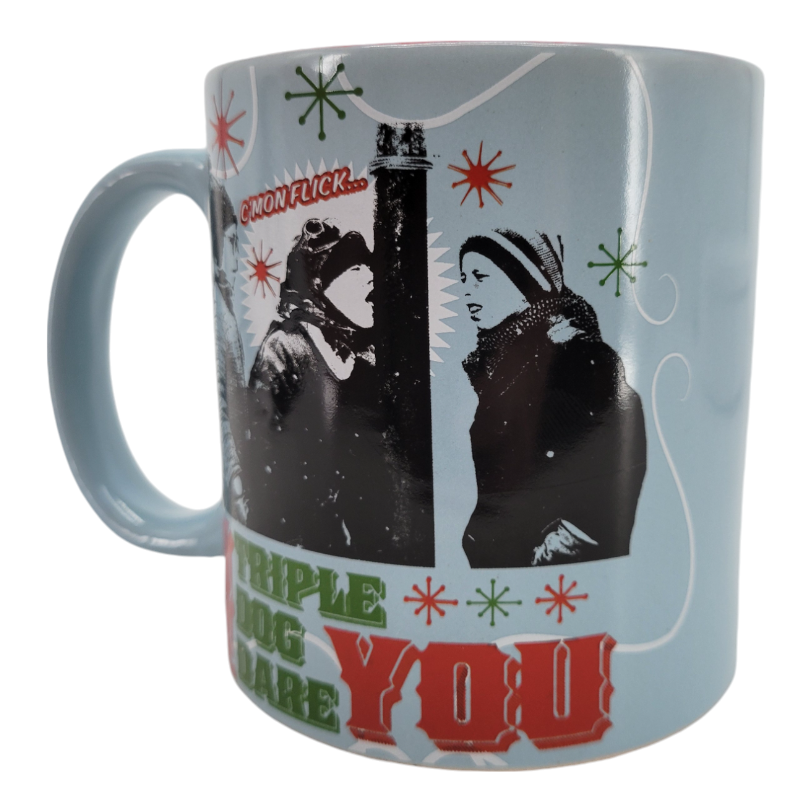 A Christmas Story Triple Dog Dare You Ceramic Mug 20 oz Blue Red Interior