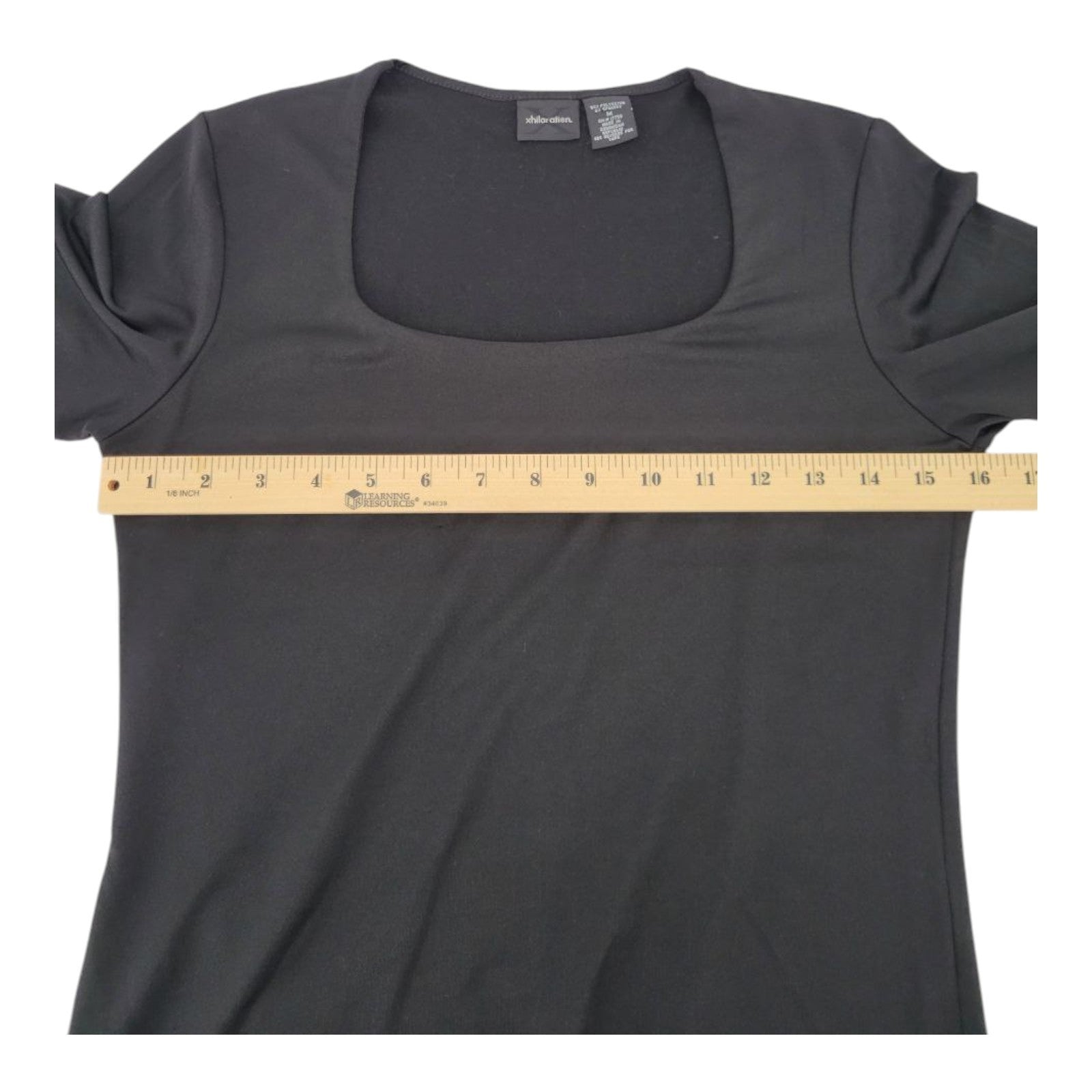 Xhilaration Women's Black Stretch Square Neck Top 3/4 Sleeve Size M