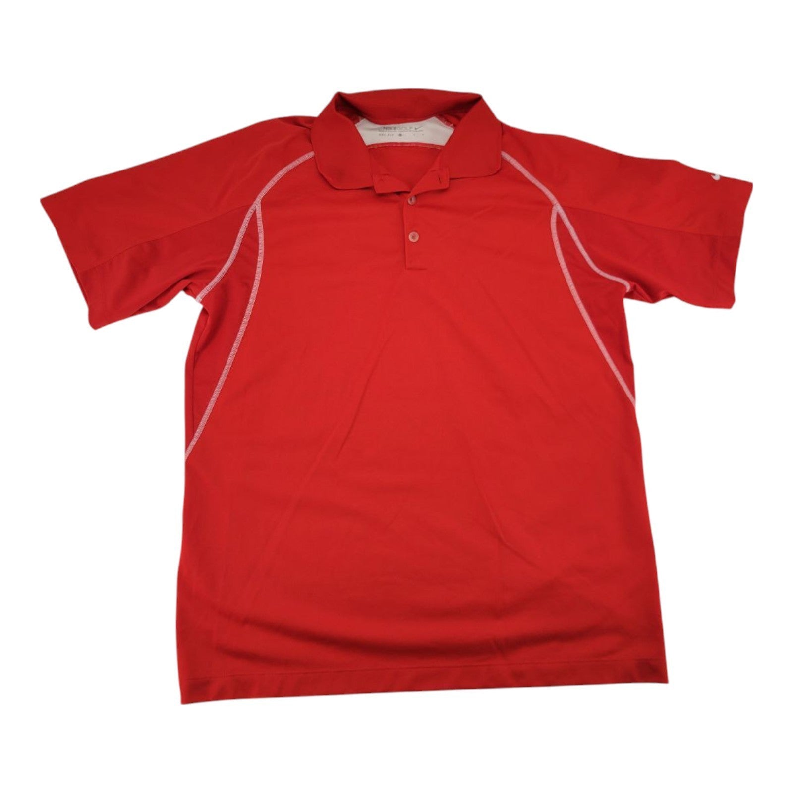Nike Golf Men's Red Dri-Fit Polo Shirt L Athletic Fit Short Sleeve