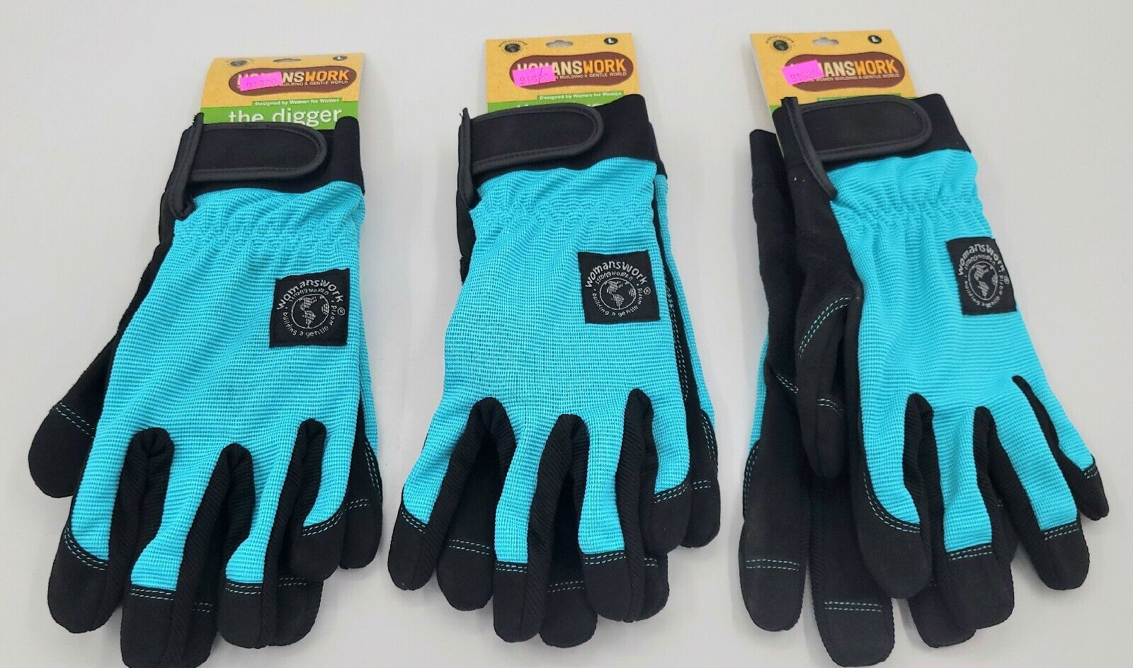 WomansWork 'The Digger' Gardening Gloves Teal Large - 3 Pair Bundle