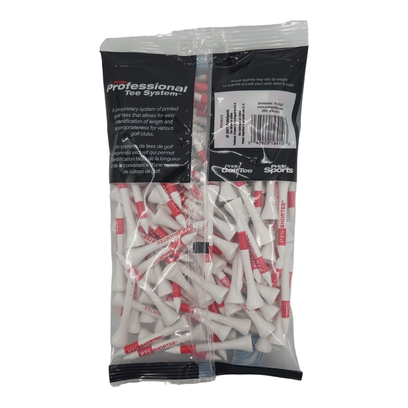 Pride Professional Tee System 2 1/8 Inch Shortee Golf Tees 120 Ct Bag White Tees