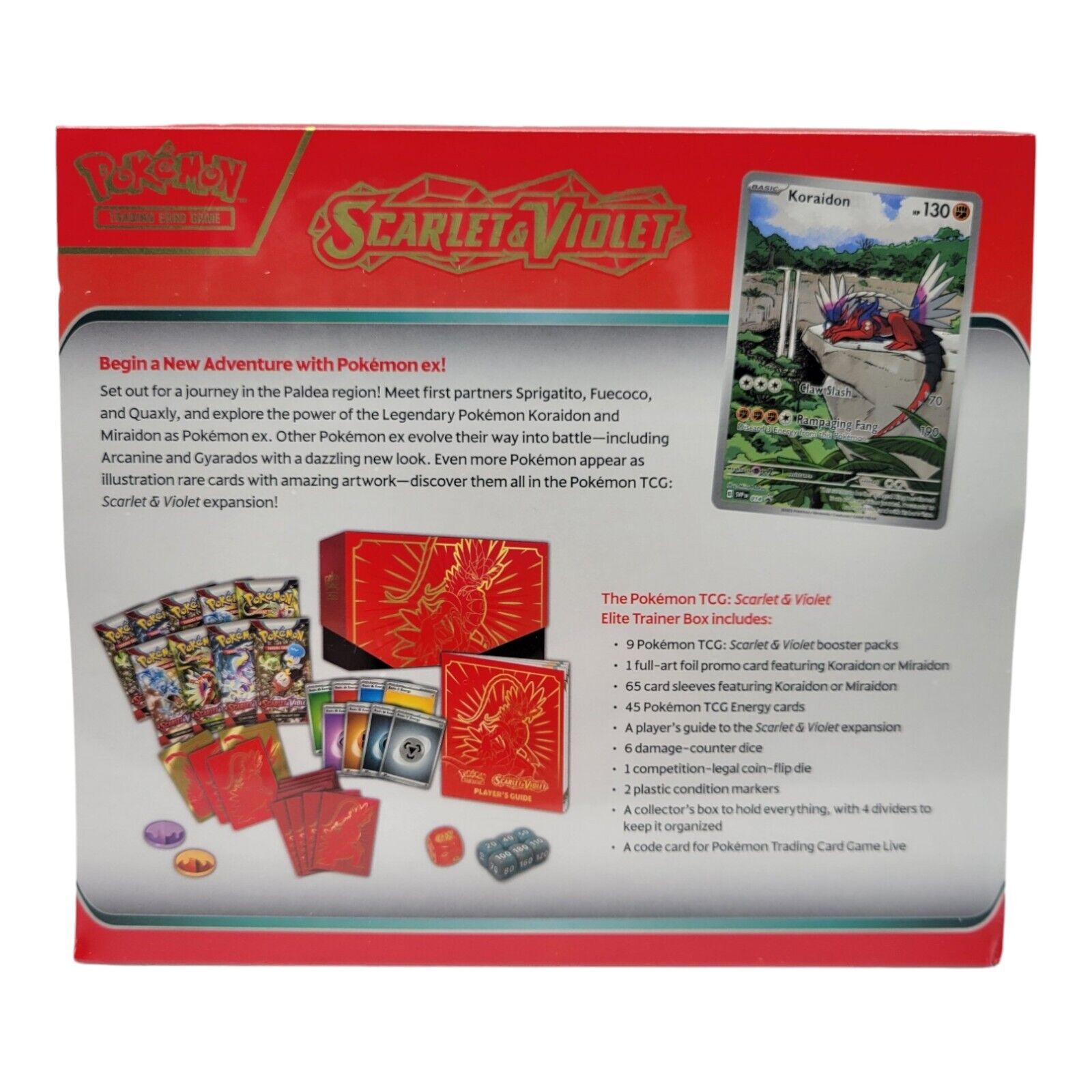 Nintendo Pokemon TCG Scarlet and Violet Koraidon Elite Trainer Box Red