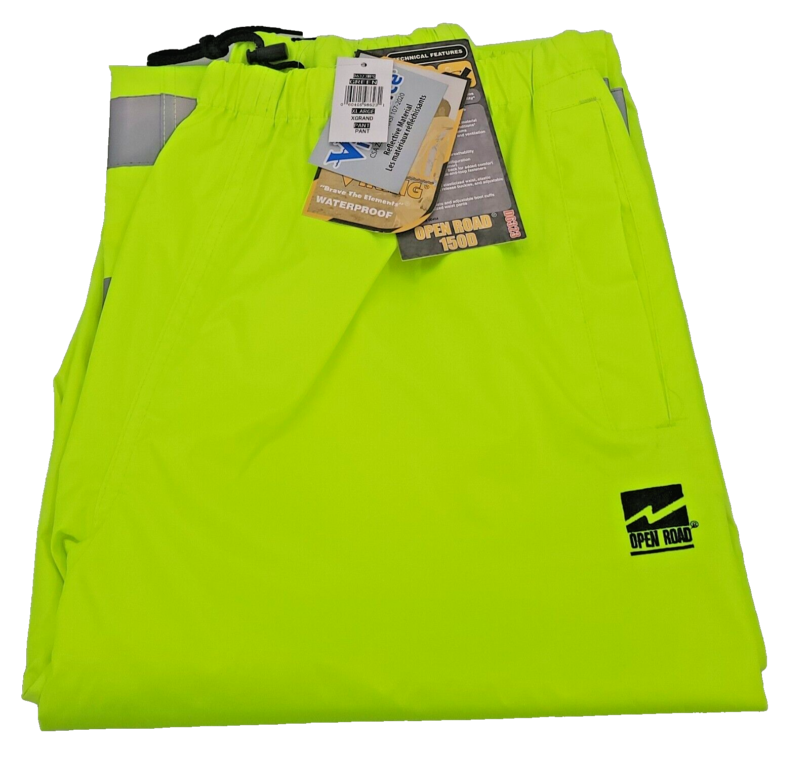 Viking Open Road 150D High Visibility Green Reflective Waterproof Rain Pants XL