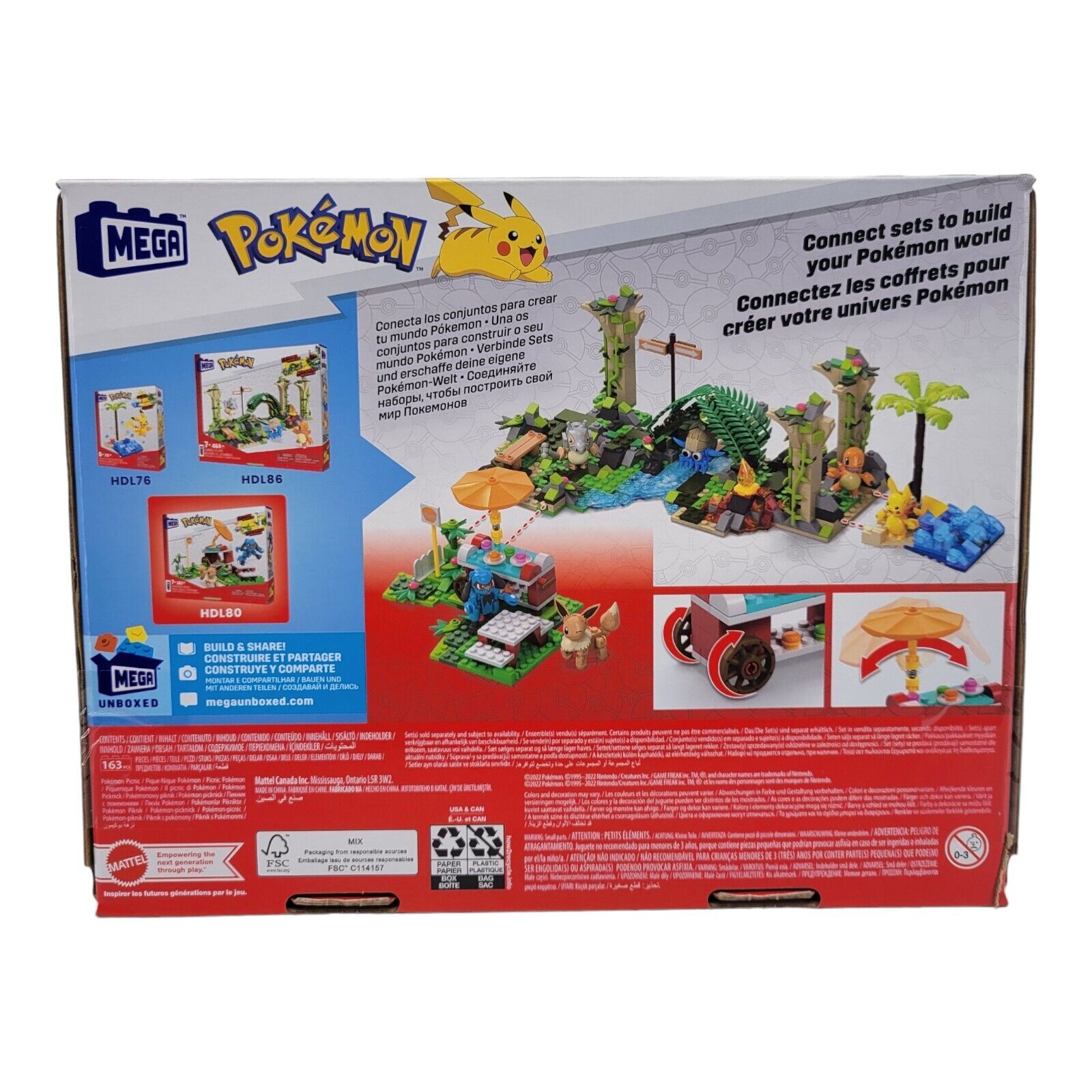 Mega Nintendo Pokemon Picnic Eevee and Riolu Building Toy 163 Piece Blocks HDL80