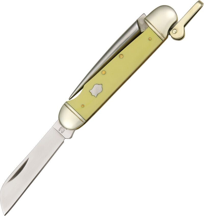 Rough Rider Marlin Spike Smooth Yellow Handles Stainless Folding Blade Knife