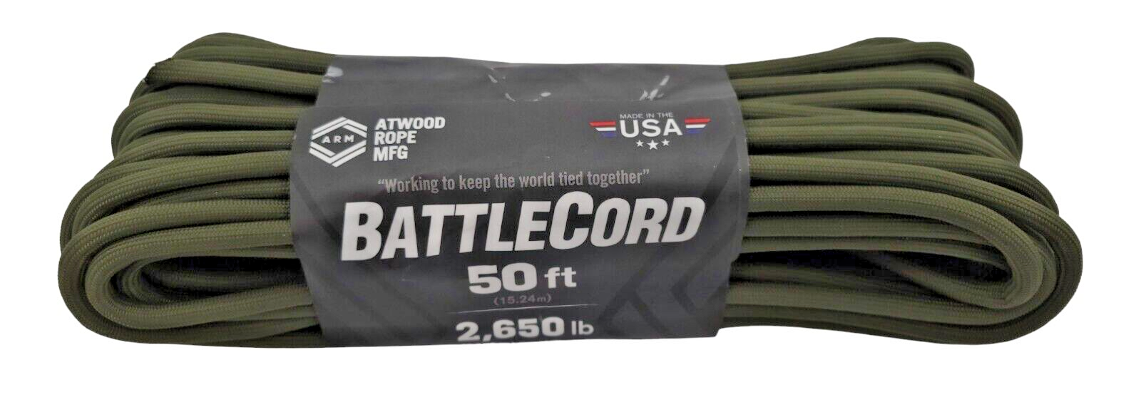 Atwood Rope MFG BattleCord OD Green 50 Ft Nylon Construction OLIVE DRAB