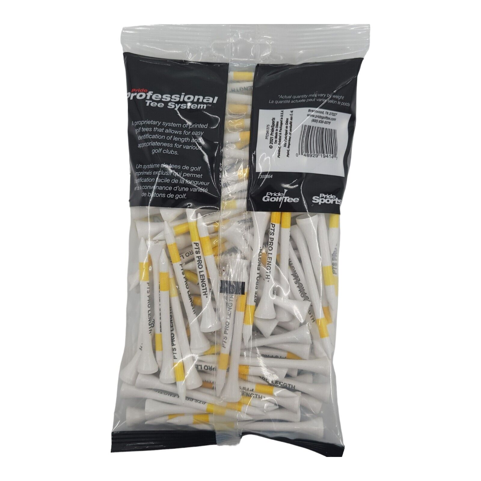 Pride Professional Tee System PTS Tees 2-3/4 Inch 100 Count Bag White Tees