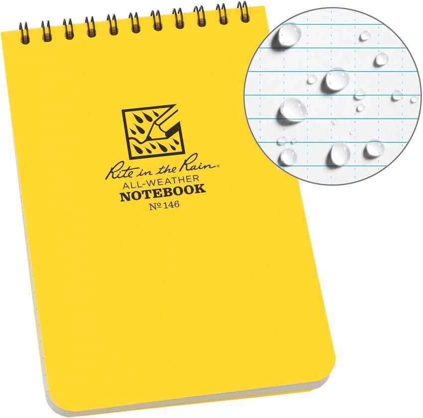 Rite in the Rain Notebook Top Spiral Weatherproof 4" x 6" Yellow 100 Pages