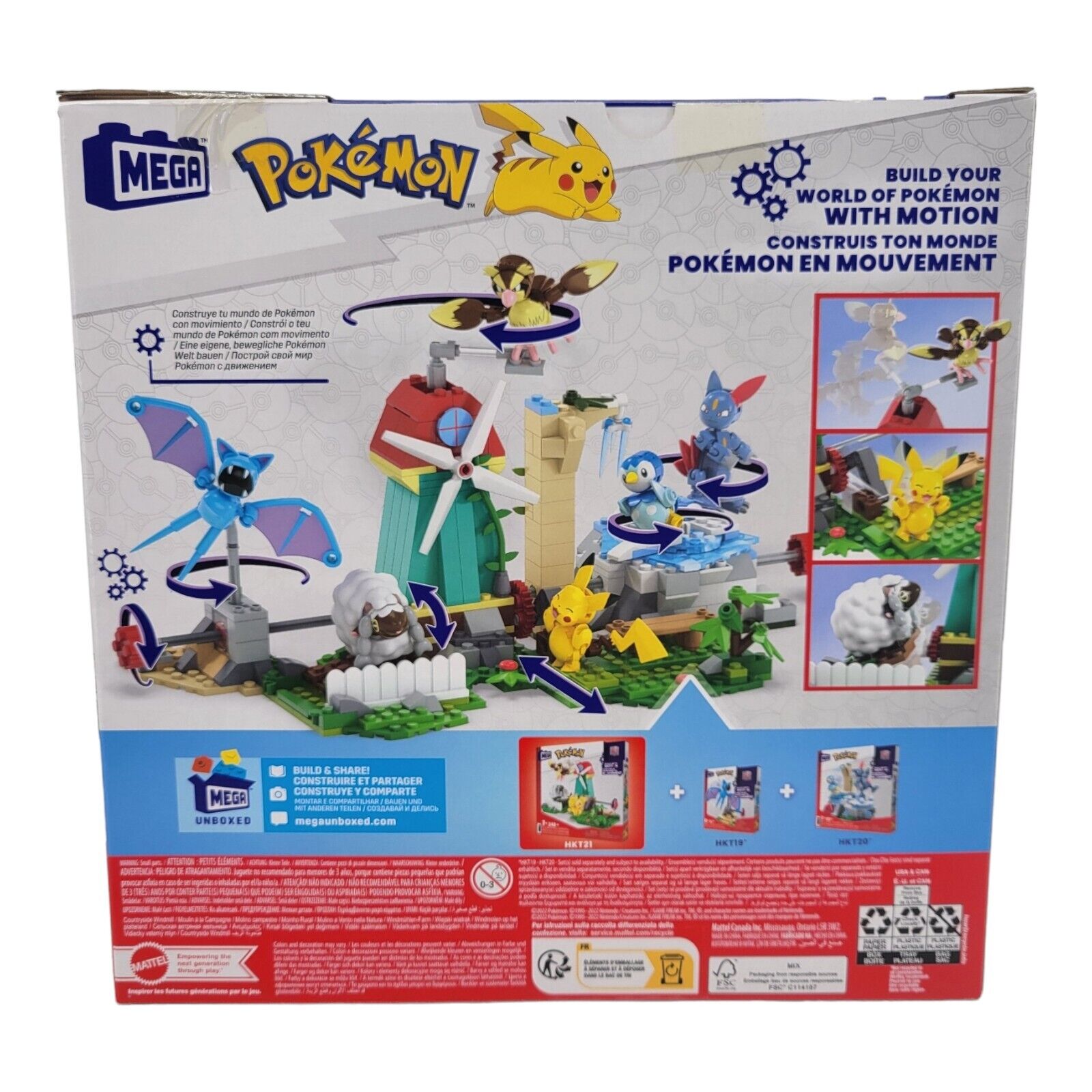 Mega Nintendo Pokemon Motion Countryside Windmill Building Toy 240 Piece Pikachu