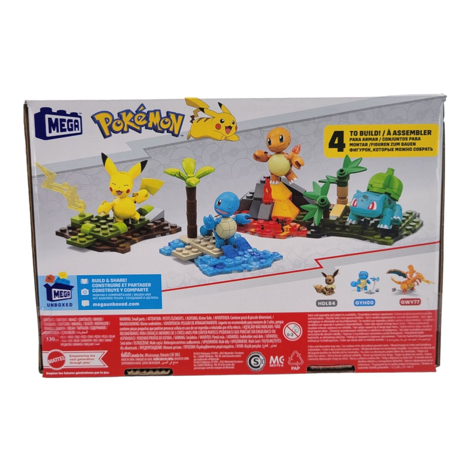 Mega Nintendo Pokemon Kanto Region Team Building Toy 130 Pieces Pikachu Squirtle