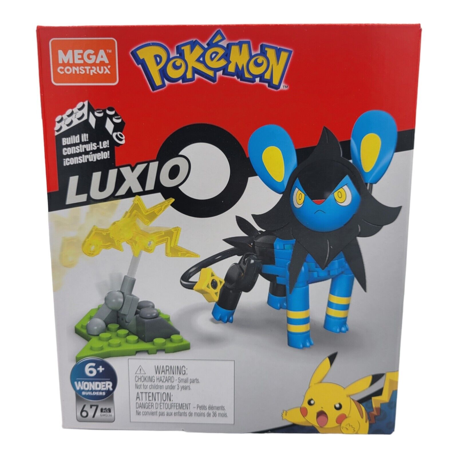 Nintendo Mega Construx Pokemon Luxio Wonder Builders Toy 67 Piece Blocks GMD36