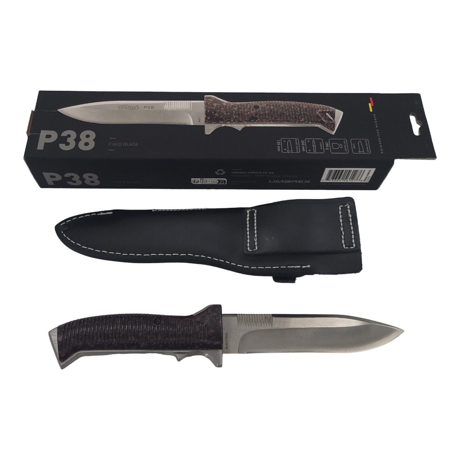 Walther P38 Fighting Knife with Leather Belt Sheath