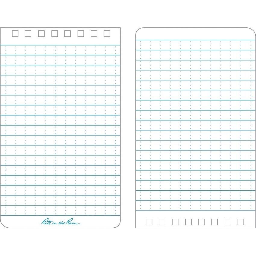 Rite in the Rain Notebook Top Spiral Waterproof All Weather 3" x 5" Blue 3 Pack