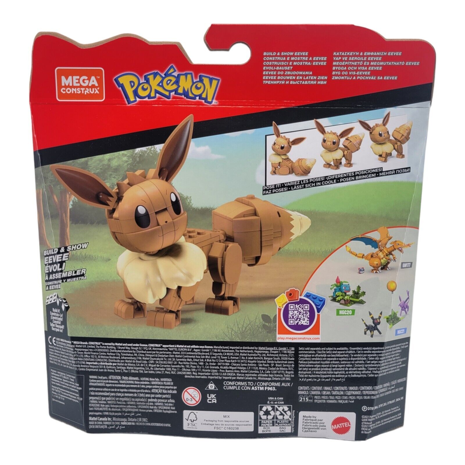 Mega Construx Nintendo Pokemon Eevee Build and Show Toy 215 Pieces Blocks