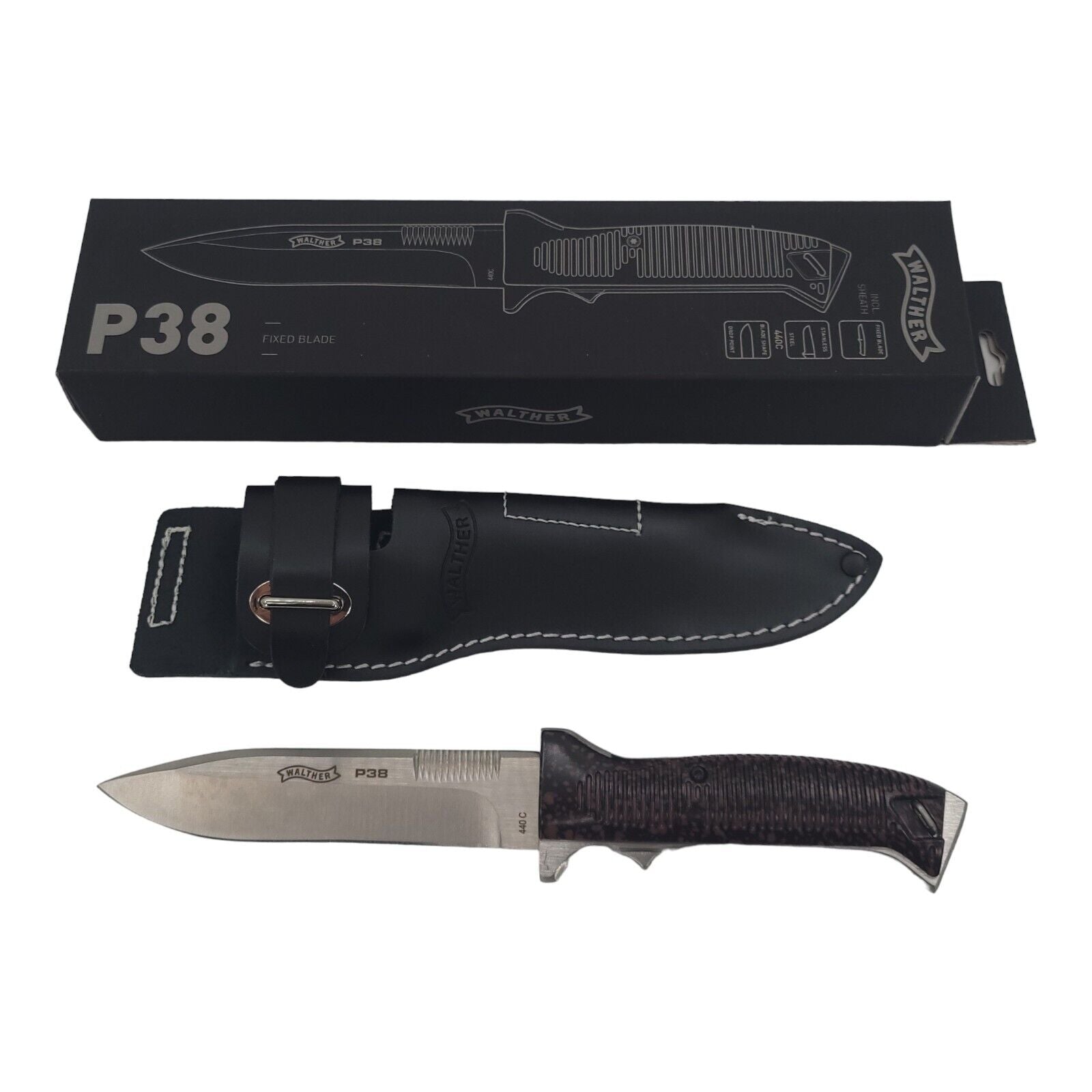 Walther P38 Fighting Knife with Leather Belt Sheath