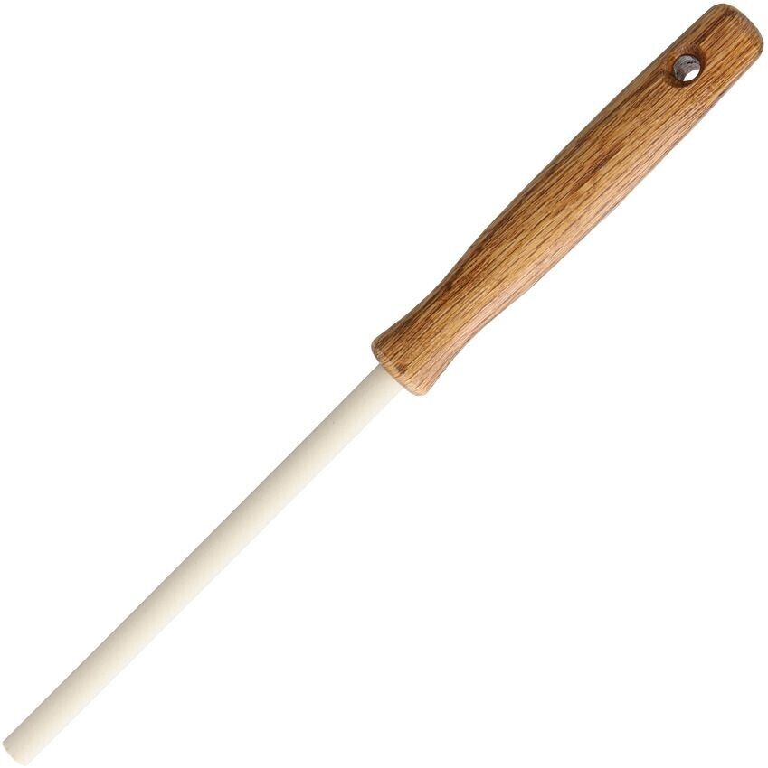 Arkansas Sharpeners Ceramic Sharpening Stick With Brown Oak Handle