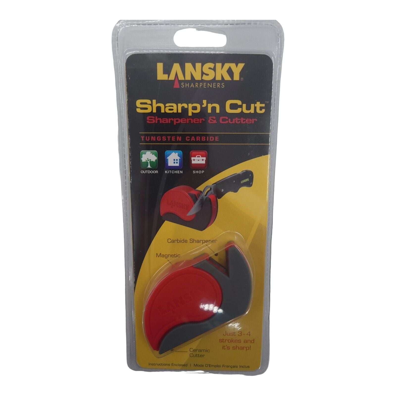 Lansky Sharp N Cut Ceramic Tungsten Carbide Sharpener Cutter With Blade-Guard